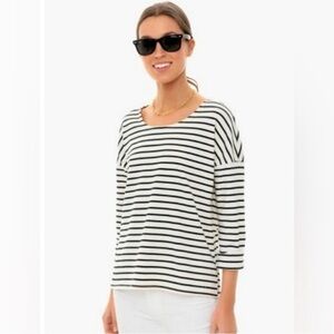 TUCKERNUCK Pomander Place Navy Striped Knit Popover
